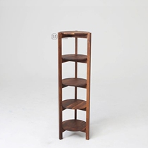 ZM original pure solid wood black walnut rack bookshelf round wooden shelf oak storage rack study furniture
