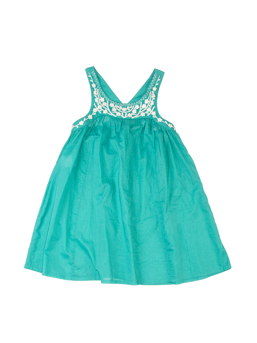 Benetton/贝纳通 青绿色提花百褶女童连衣裙