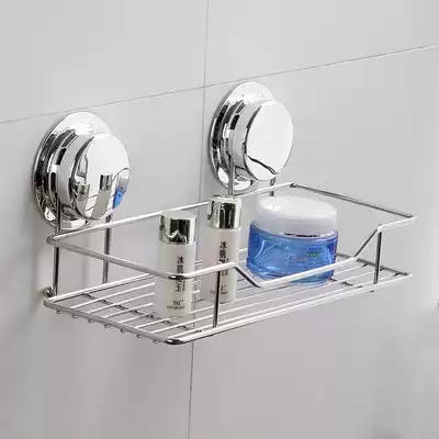 Garbo suction cup rack kitchen wall storage layer rack bathroom powder room suction wall type non-perforated stainless steel shelf