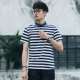 Đến năm 2018 mùa hè phong cách Harajuku ngắn tay ve áo sọc polo áo sơ mi lỏng T-Shirt những người yêu thích linh hồn biển áo sơ mi nam giới và phụ nữ