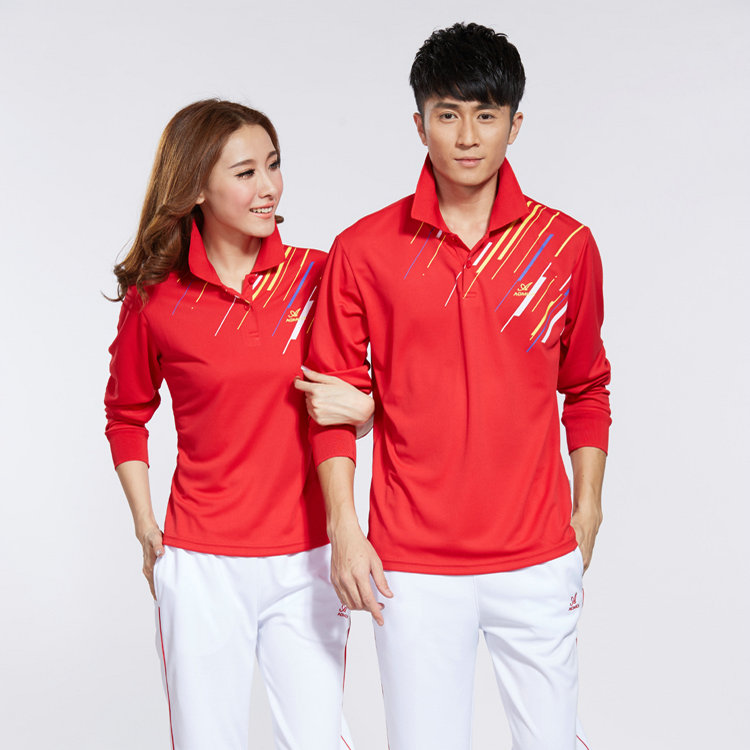 Spring and Autumn New Couple Sports Long Sleeve T-Shirt South Korea Silk Men's Jiamusi Gymnastics Clothing Autumn Women's Square Dance