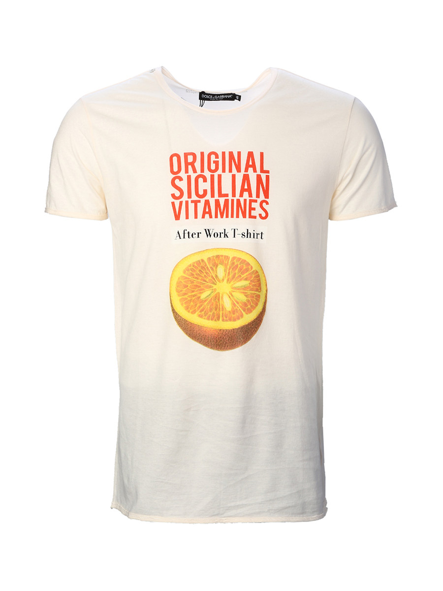 Dolce&Gabbana 白色柠檬字母印花短袖T恤