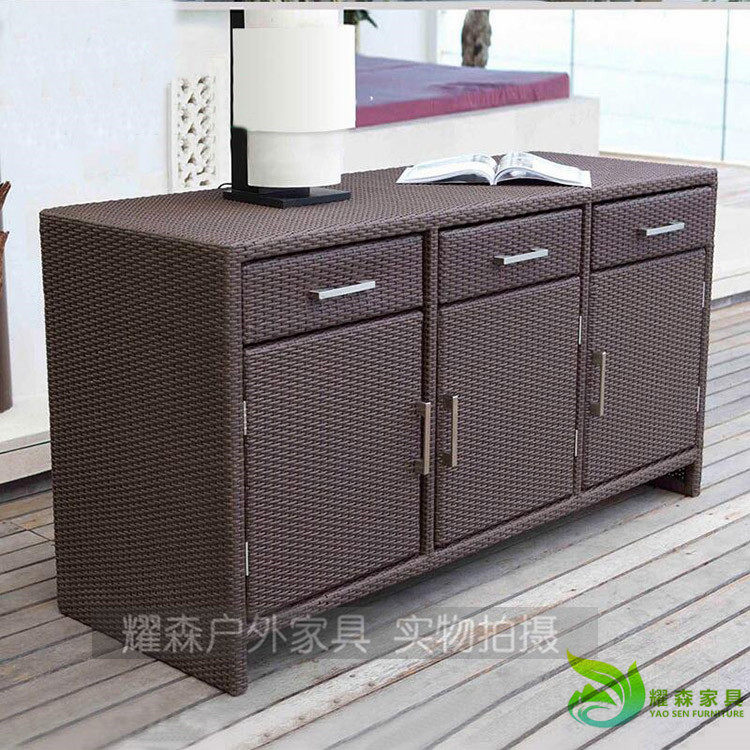 Storage cabinet outdoor rattan storage box waterproof sunscreen hotel dining cabinet locker leisure courtyard balcony shoe cabinet