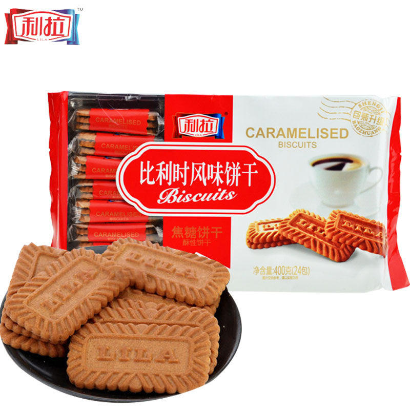 【天猫超市】利拉比利时风味酥性焦糖饼干（原味）400g克/包$