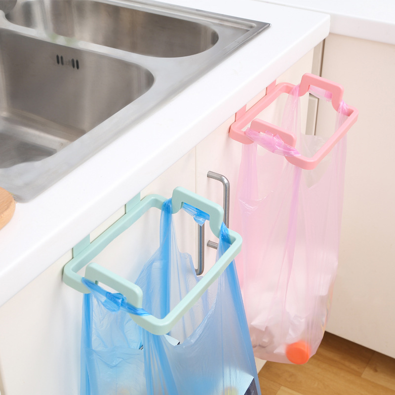 Kitchen Door Back Type Handheld Garbage Bag Bracket Home Overall Closet Cabinet Door Rear Rag Rack Garbage Rack
