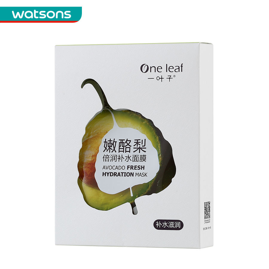 【屈臣氏】 One Leaf一叶子嫩酪梨倍润补水面膜5片装