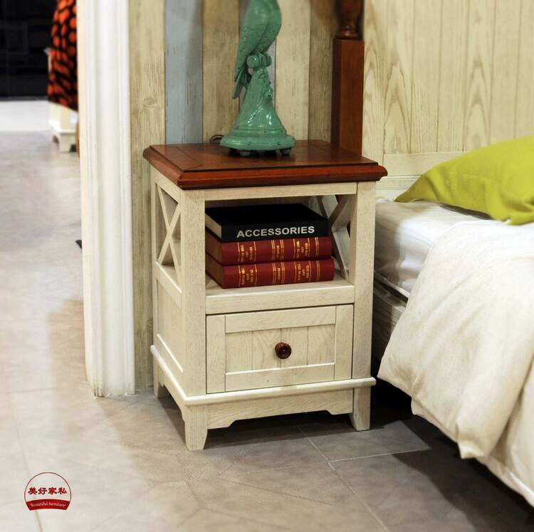 Làng Mỹ hiện đại Địa Trung Hải Đồ nội thất bằng gỗ rắn Mục vụ Phong cách Châu Âu đơn giản Kiểu Hàn Quốc Tủ đèn đầu giường nhỏ kiểu Hàn Quốc - Buồng