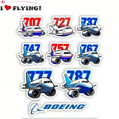 I LOVE TO FLY)BOEING BOEING 7X7 aircraft air travel boarding trolley case Sticker