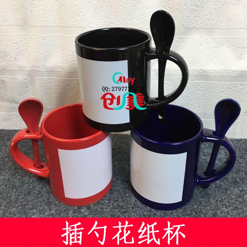 Thermal transfer New style 1 fork spoons cup coated cup Image cup DIY cups with spoon flower cupcakes