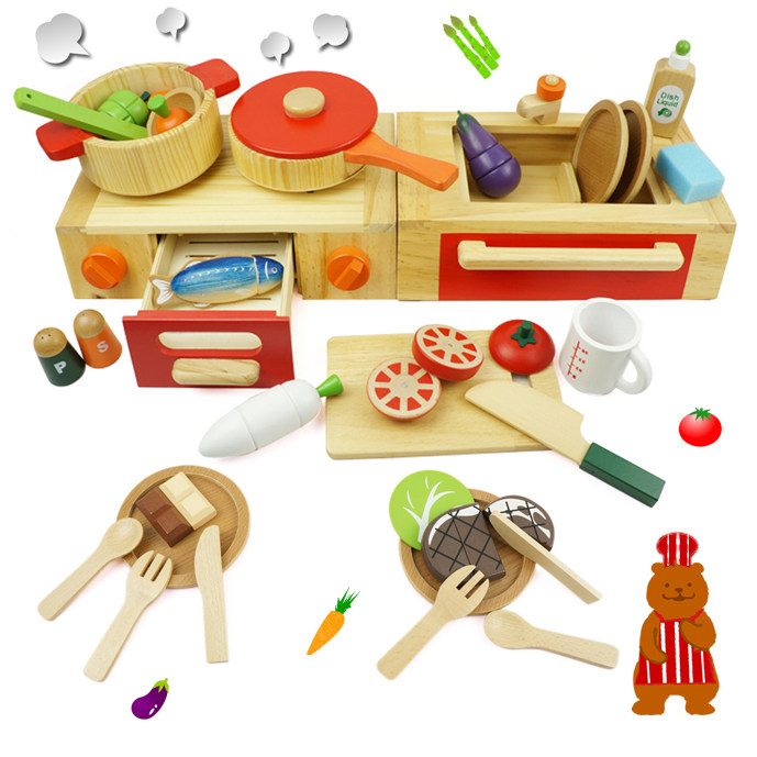 Tableware cut to see magnetic vegetables and fruits cut to see wooden simulation play house wine toy gas stove toy