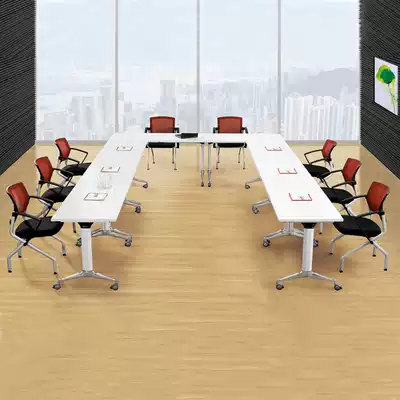 Free combination conference table folding training table mobile wheel multifunctional small conference table flip long table