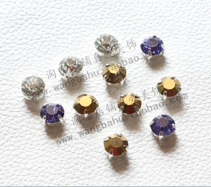 Mineral gold violet white 8mm round water drill hand stitch with hole A drill claw drill DIY sweater skirt hat bag bag