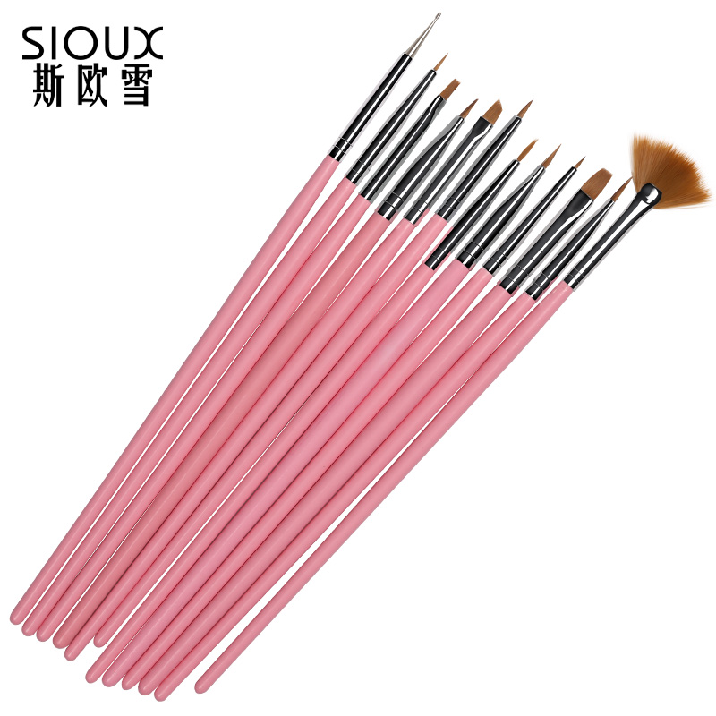 SIOUX美甲工具彩绘笔套装专业画指甲光疗笔画花点钻拉线笔12支装