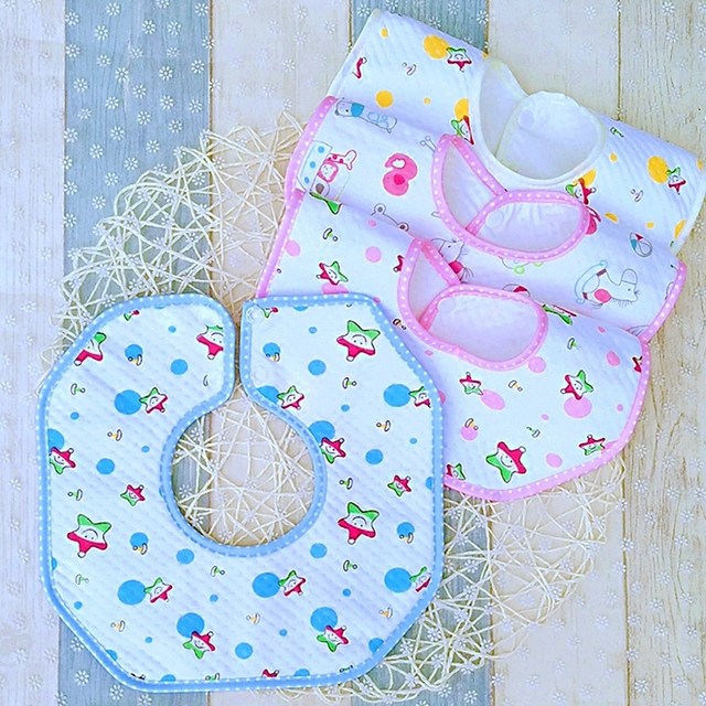 10 pack newborn baby large octagonal pure cotton round bib baby 360 degree rotating snap saliva towel waterproof