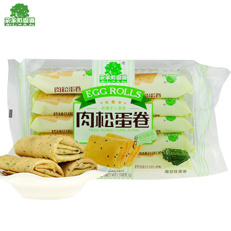 【天猫超市】菓子町(海苔味)肉松蛋卷138g/盒果子町零食点心Aji$