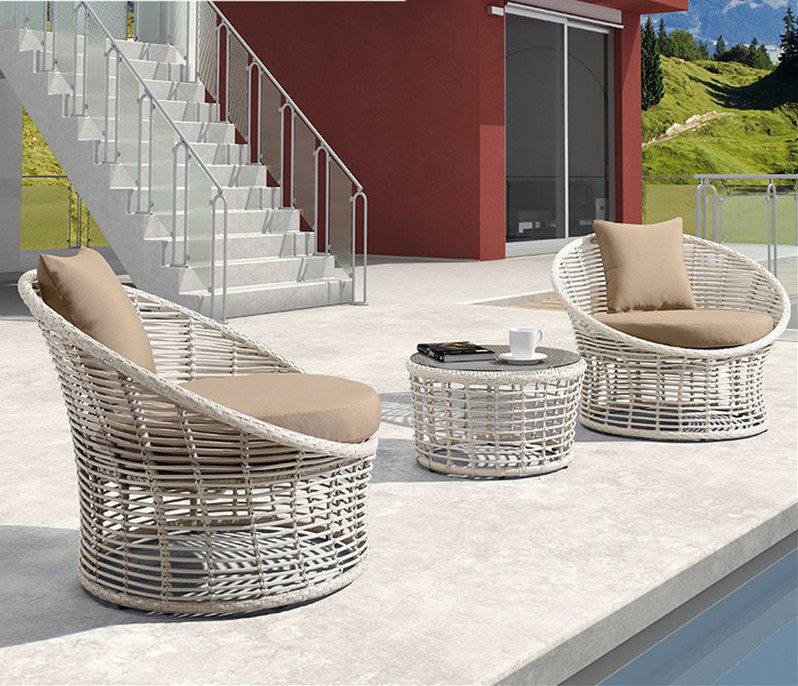 Outdoor rattan chair three-piece hotel garden imitation rattan chair combination villa courtyard leisure lazy balcony table and chairs