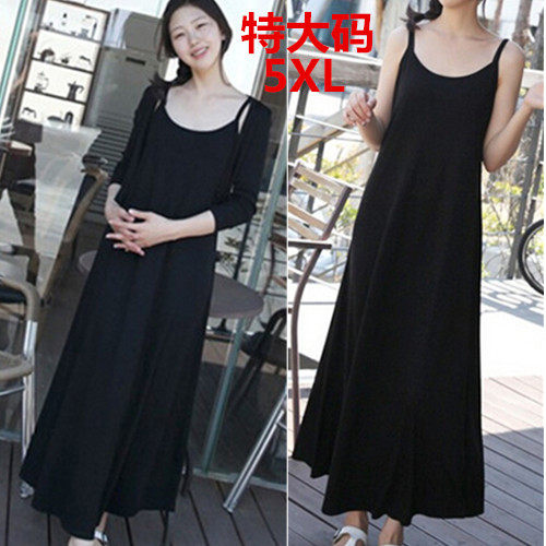 Large size modal suspender dress women's long version beach skirt 200 catties fat MM bottoming high elastic vest skirt thin