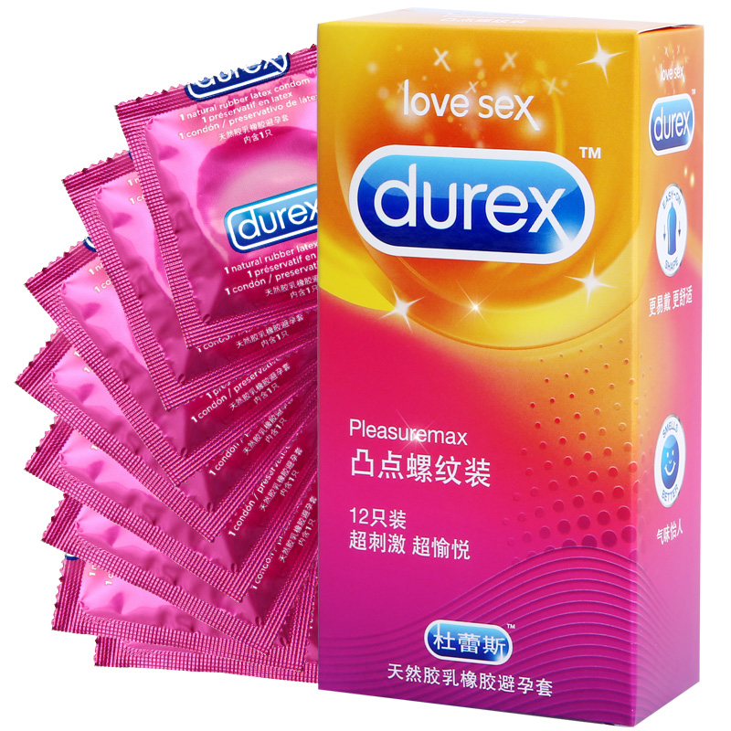 杜蕾斯避孕套 凸点螺纹12只超薄带颗粒安全套高潮情趣型保险套byt