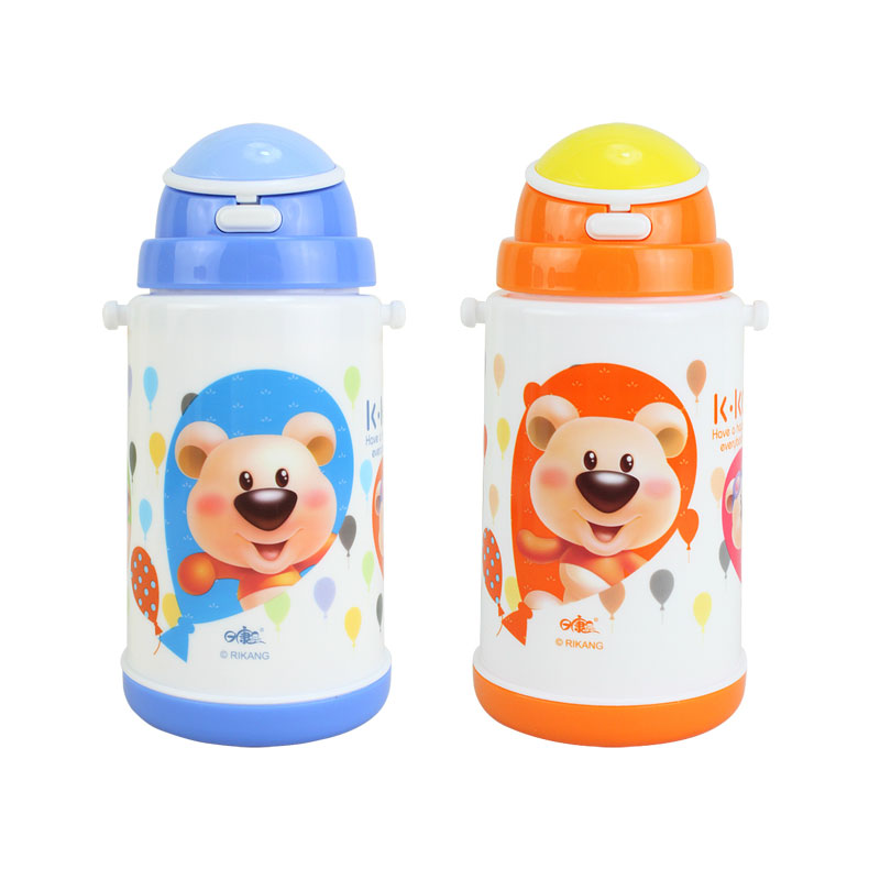 日康双侧隔热/保温弹跳水壶/压力弹跳盖/吸管杯360ML RK-3421包邮