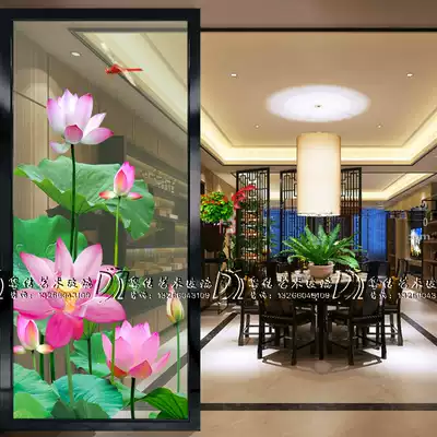 Art glass boutique factory double-sided door cabinet Xuan aisle background wall screen partition Lotus
