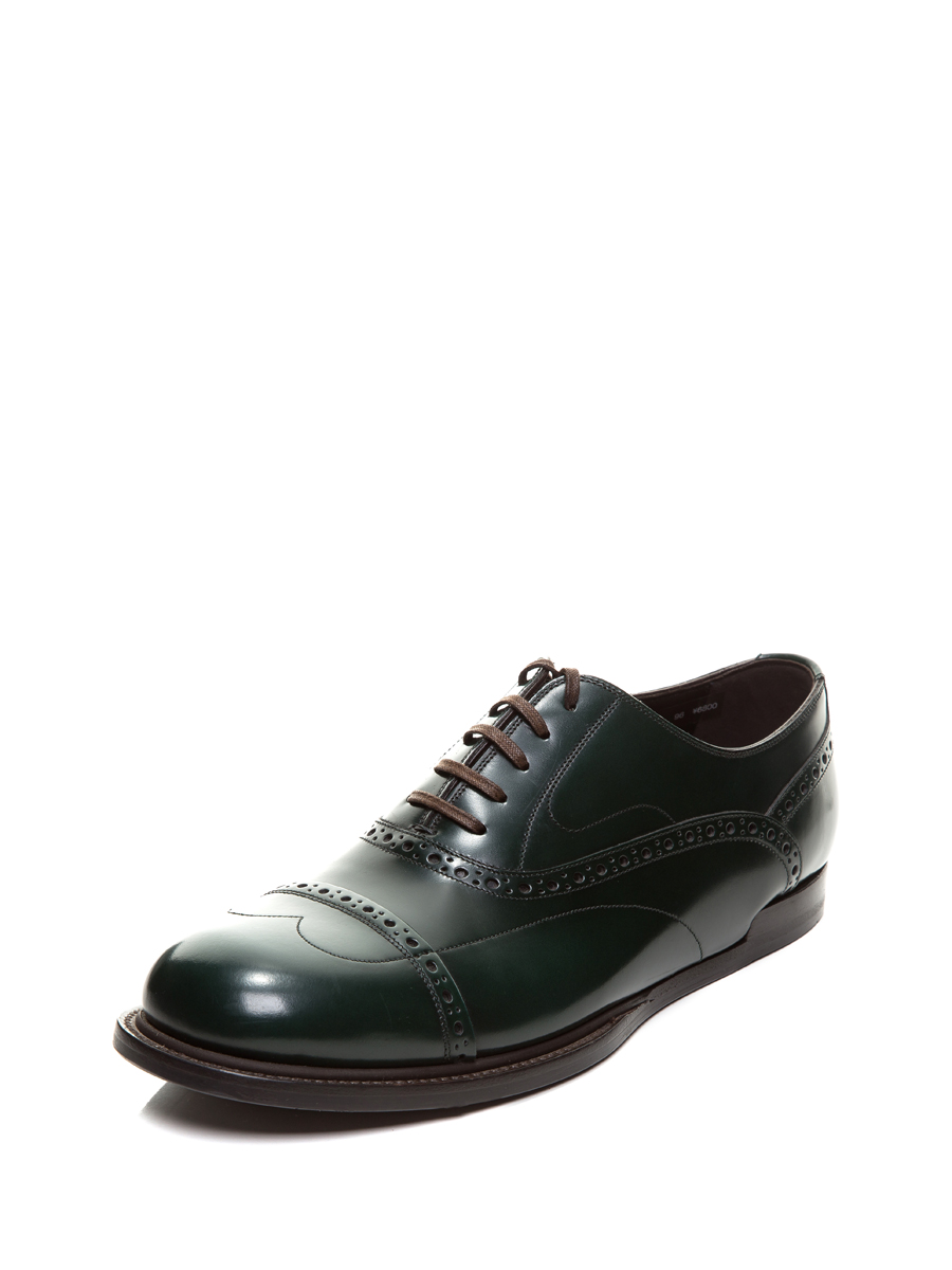 Dolce&Gabbana 墨绿色雕花孔眼牛津鞋