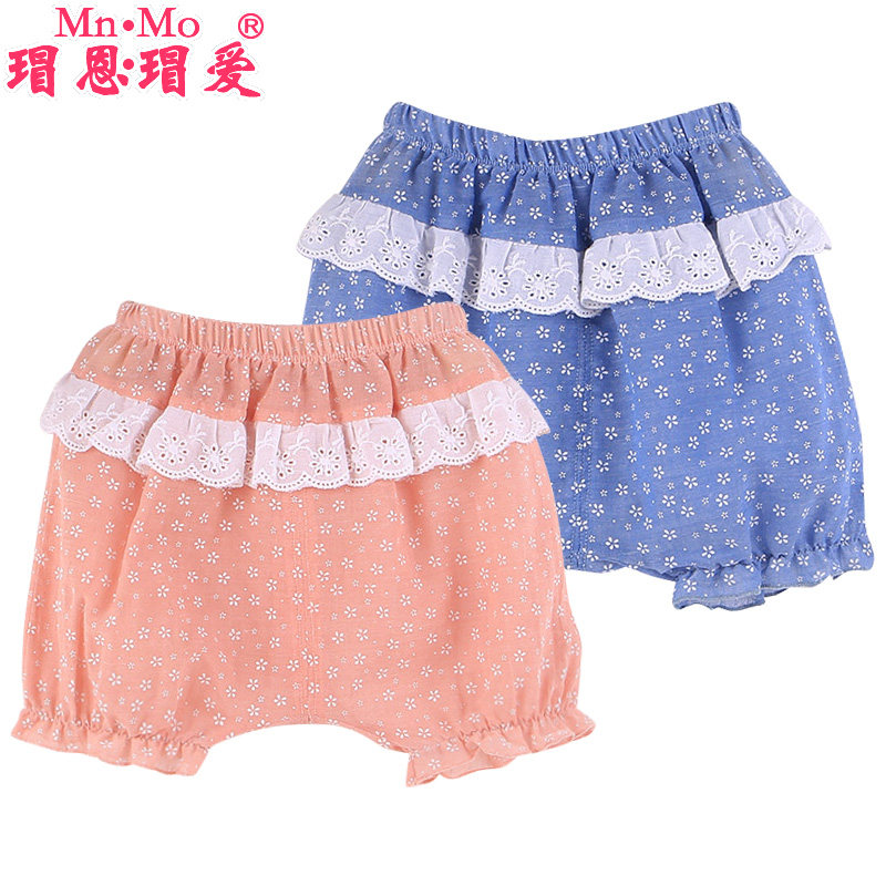 瑁恩瑁爱2016夏季新款儿童女小童花边五分裤女孩中裤婴儿裤子童裤