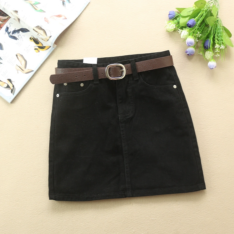 Váy denim mới nữ mùa xuân và hè một đường màu đen thắt lưng giữa phiên bản Hàn Quốc của váy ngang hông thon gọn hoang dã - Váy