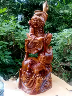 Huanghua pear wood carving Buddha statue Fu Hu Luohan 18 Arhart crafts decoration mahogany town house living room gifts