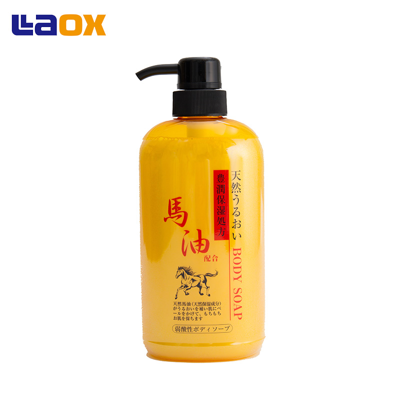 Laox日本直邮马油 沐浴露无添加美白补水全天然产品无矿物油600ml