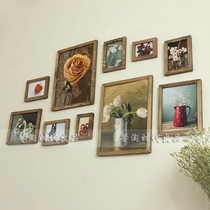 Solid Wood retro nostalgic large frame photo wall old photo frame frame frame hanging wall frame rectangular frame counter