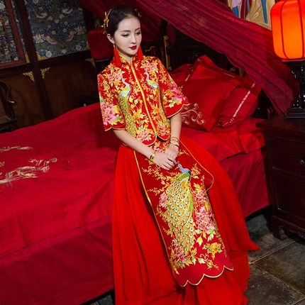 秀禾服新款中式婚纱礼服新娘结婚敬酒服龙凤褂