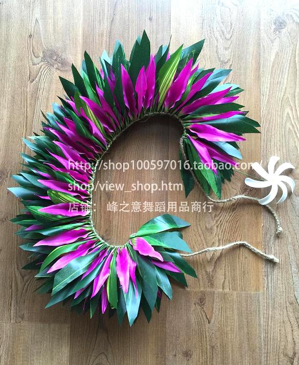 Hawaiian hula dance green leaf grass ring Tahiti hula dance skirt waist waist ring tahiti hipband