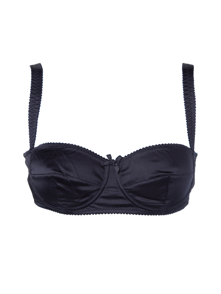 Dolce&Gabbana 藏青缎面3/4杯薄款塑形文胸