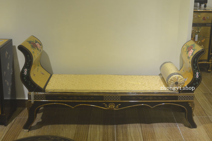 European style American hand-drawn gold foil furniture bed tailstool lover chair Guishen Leisure Chair