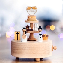 jeancard Music Box Music Box Wooden Send Girlfriend Female Birthday Wedding Gift Spinning Wedding Cake Creative
