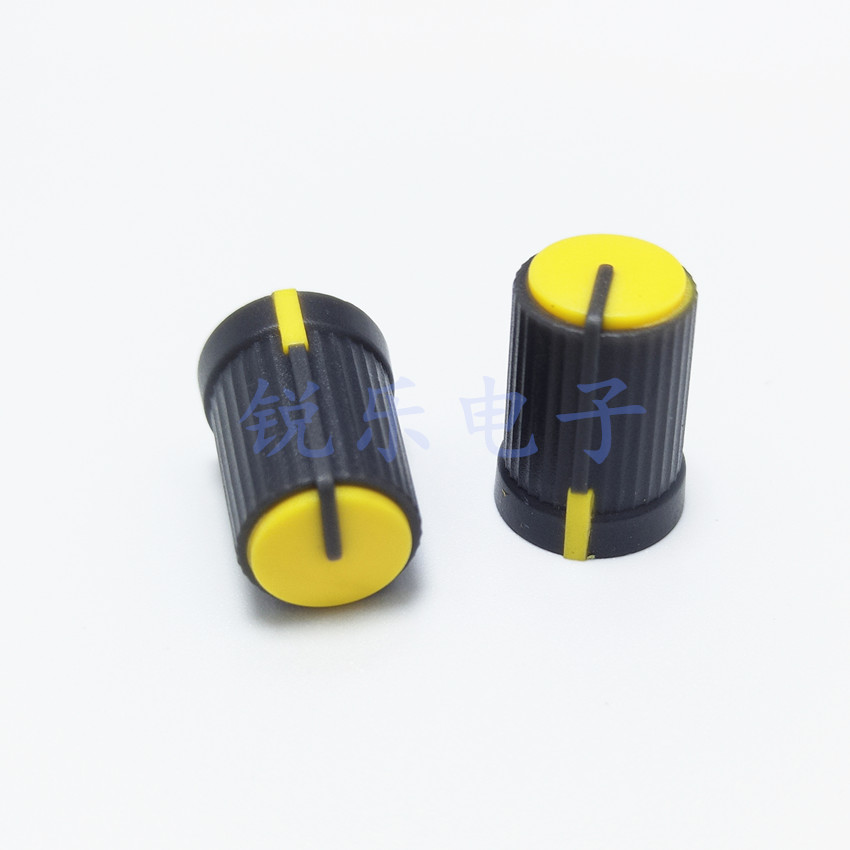 Potentiometers knob 10 Yellow top bicolor plastic knob Mixer knob Half-axis sound knob