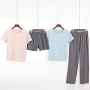 Bộ đồ ngủ ngắn tay cotton cotton cho nữ mùa hè phù hợp với quần cotton Phiên bản Hàn Quốc của dịch vụ gia đình tươi mát hai mảnh mặc giản dị