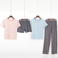 Bộ đồ ngủ ngắn tay cotton cotton cho nữ mùa hè phù hợp với quần cotton Phiên bản Hàn Quốc của dịch vụ gia đình tươi mát hai mảnh mặc giản dị các kiểu đồ bộ may đẹp