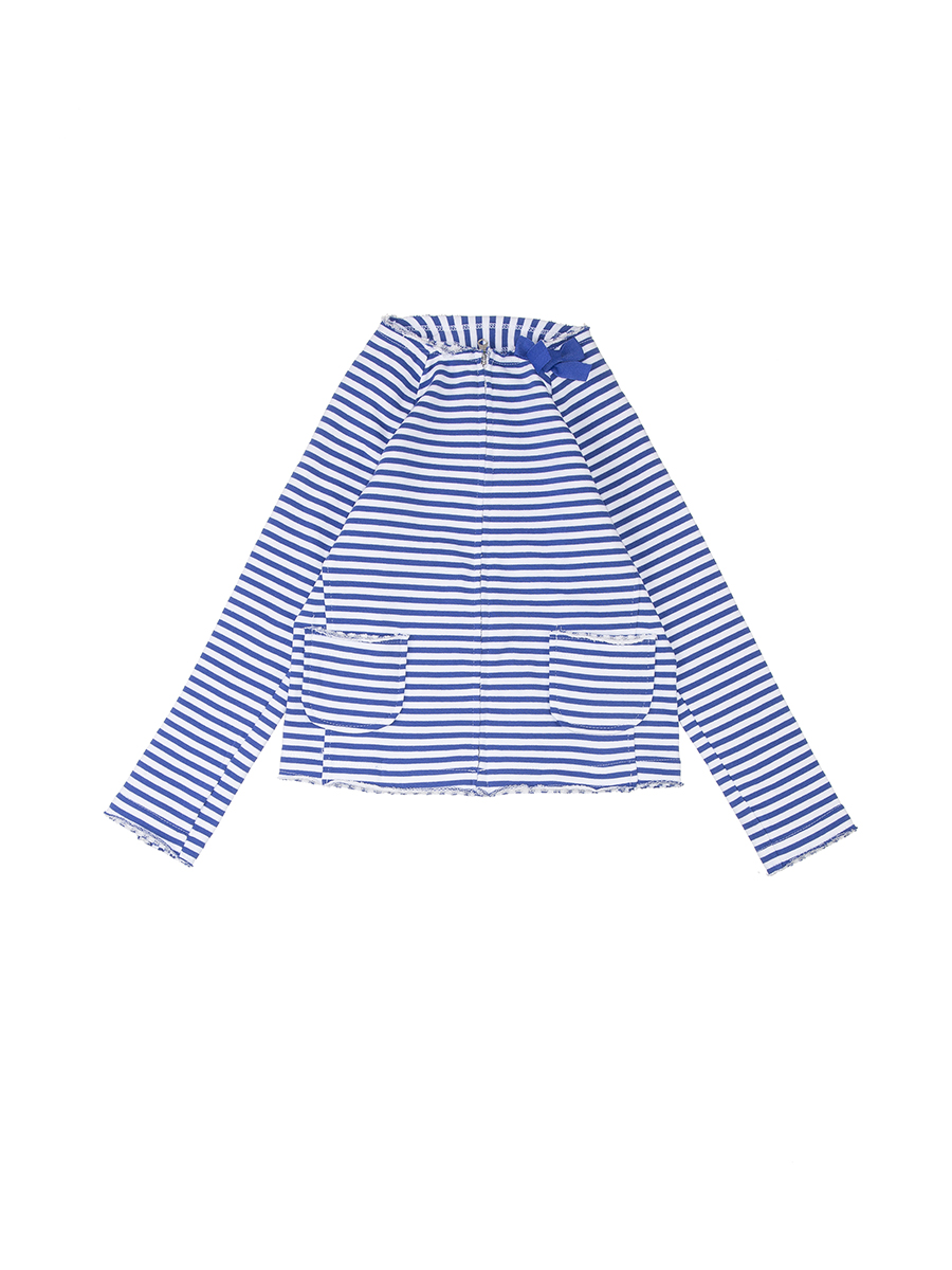 Benetton/贝纳通 海军蓝蝴蝶结条纹女童上衣