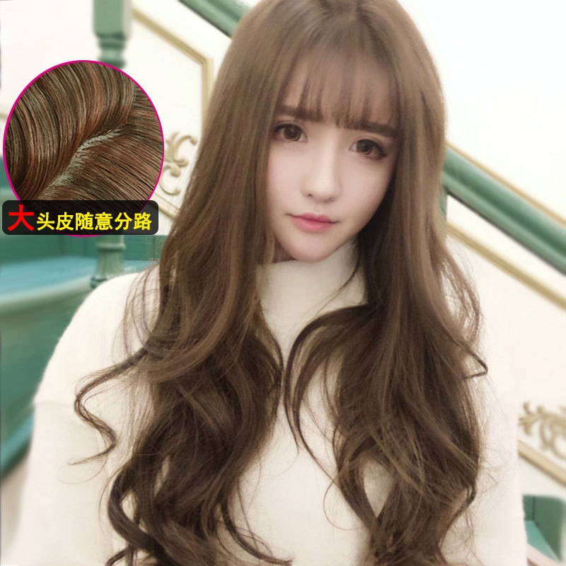 韩版假发女短卷发性感时尚大波浪中长卷发中分蛋卷逼真整顶假发套