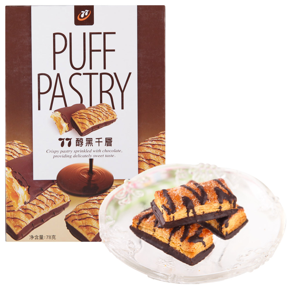 【天猫超市】台湾进口糕点 77牌醇黑千层（饼干）78g/盒 香浓松脆