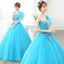 New art examination dress wedding dress color yarn performance tutu theme wedding dress stage solo performance dress long female