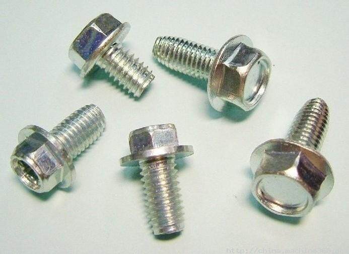 M6*L Hexagon Flange Screws With Washer Bolts White Zinc M6*L