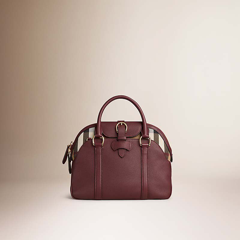 BURBERRY/博柏利中号House格纹拼皮革保龄球包40124881