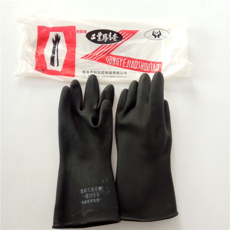 Hongli Industrial Rubber Qingdao Hongli 31 cm thickened pure acid-resistant pH resistant Lawless glove ten Pay