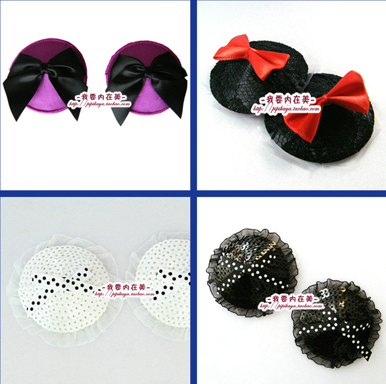 Valentine's Day breast stickers round with sexy multi-color bow breast stickers can be used repeatedly nightclub sexy breast decoration