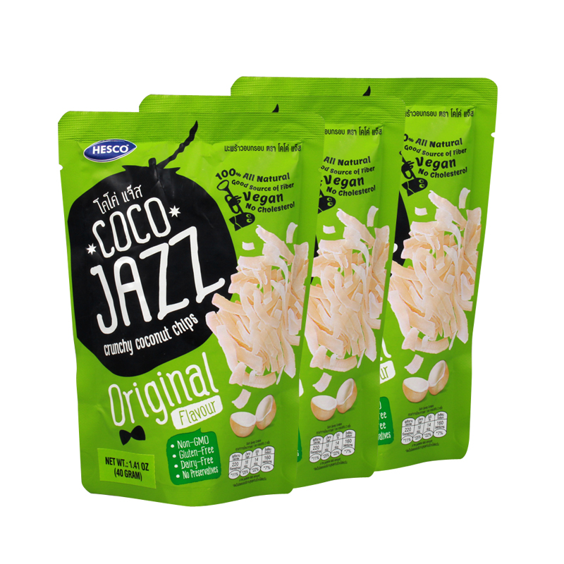 泰国品牌直供 COCOJAZZ奶香椰子脆片40g*3包 特产椰子