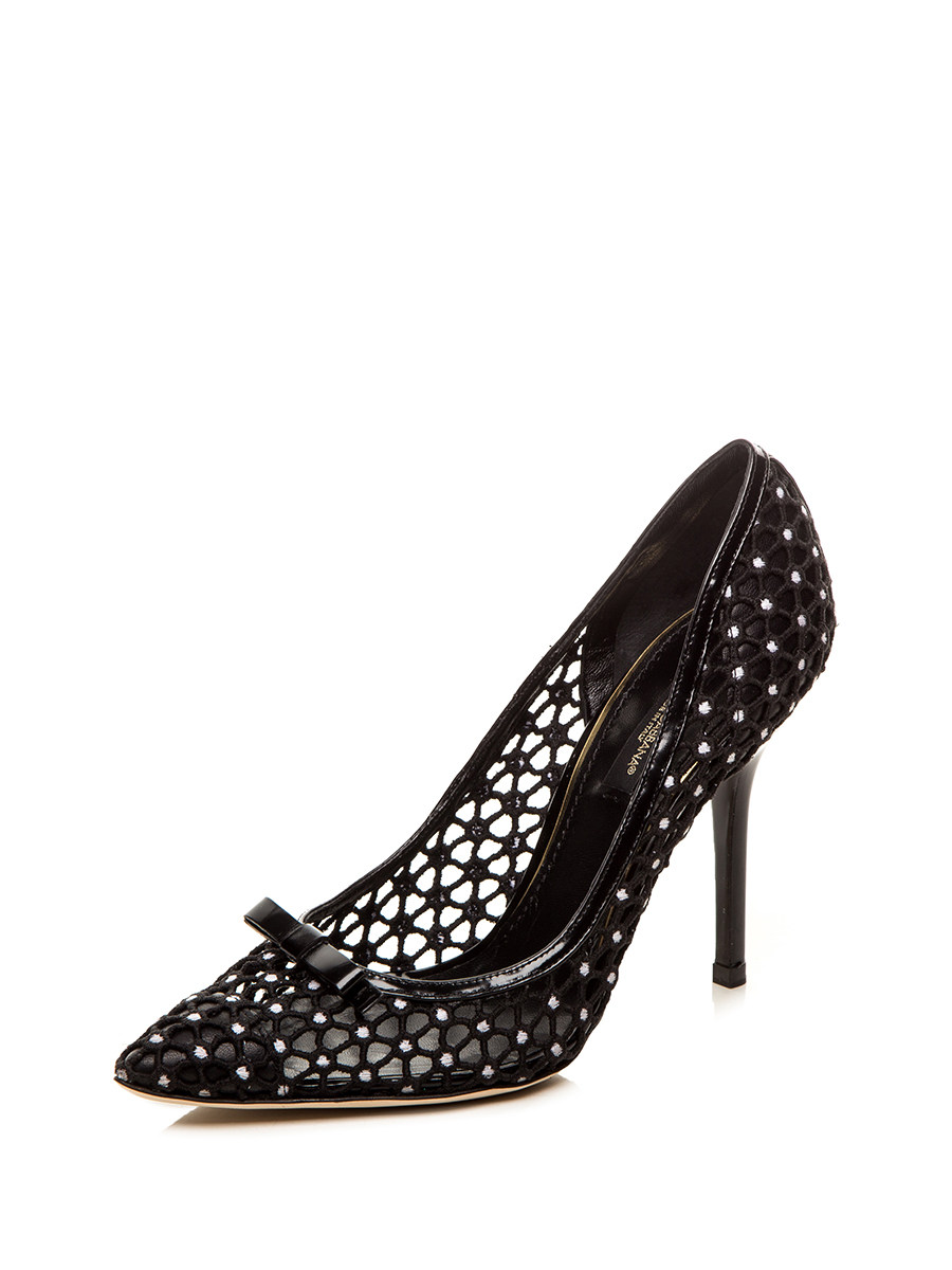 Dolce&Gabbana 黑色镂空面料蝴蝶结装饰高跟鞋