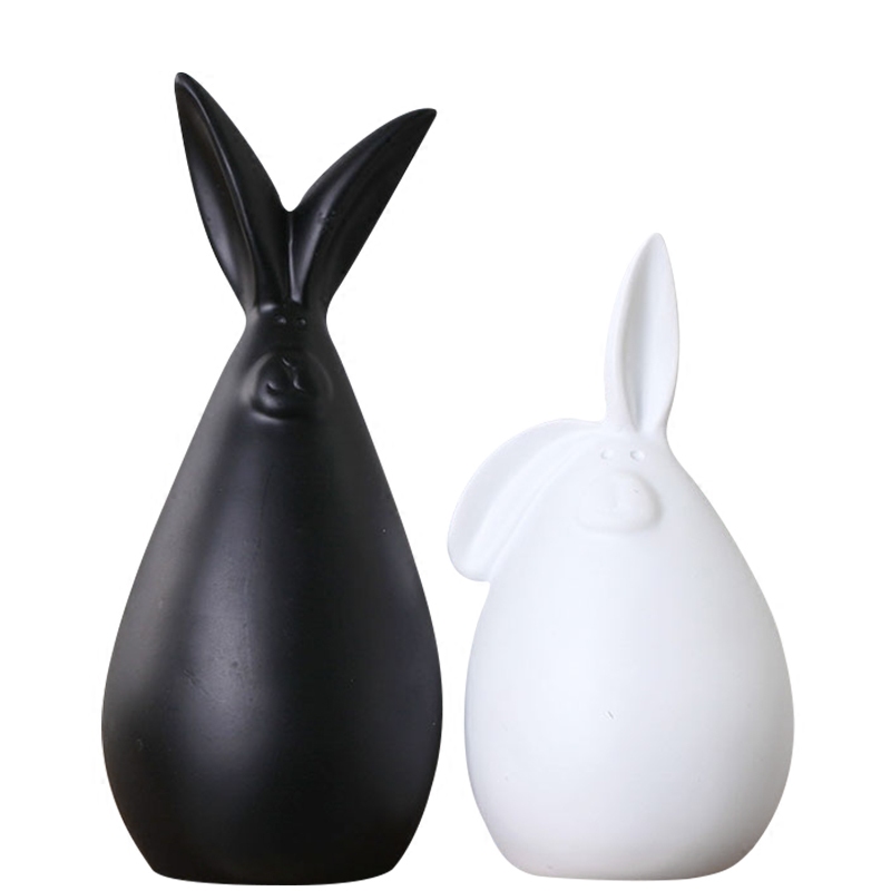 Jingdezhen ceramic I and contracted sitting room place new home decorations bo009 black and white rabbit creative arts and crafts