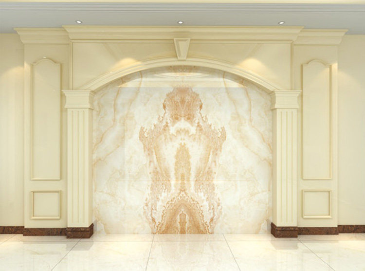 European style TV microcrystalline background wall marble Roman column simple carved square column stone carving